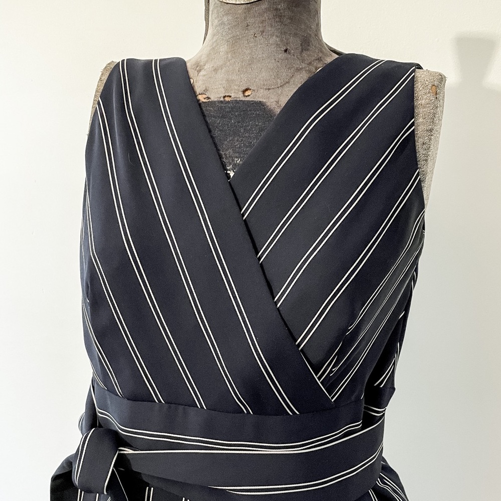 Antonio Melani Navy Midi Dress w/ White Stripes 8